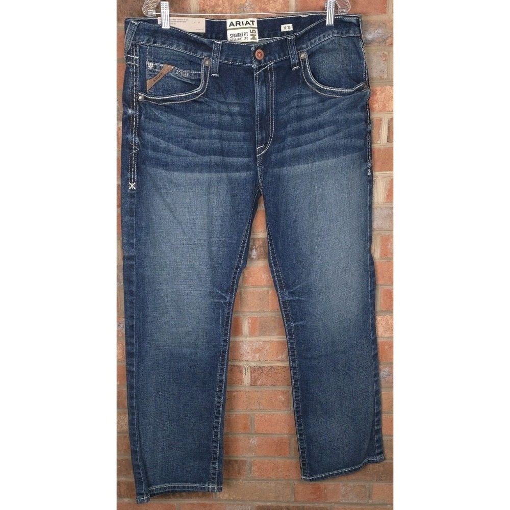 Ariat Mens Straight Fit Straight Leg M5 STR Lennox Blue Adkins Jeans Size 38x30